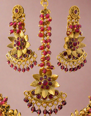 Exquisite Gold and Ruby Temple Jewelry Set