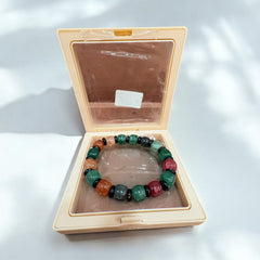 Multicolored Crackle Beaded Bracelet – Handcrafted Elegance