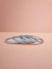 Elegant Opal and Diamond Bangles
 - Set of 4