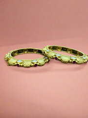 Antique Gold-Plated Bangles with Ruby Accents