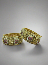 Traditional Antique Gold Bangles with Intricate Temple Design