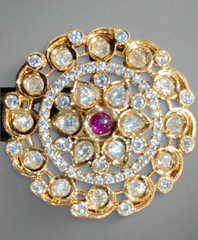 Exquisite Gold-Tone Statement Ring with Gemstone Accents