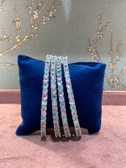 Elegant Opal and Diamond Bangles
 - Set of 4