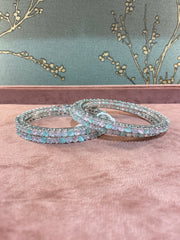 Elegant Opal and Diamond Bangles
 - Set of 4