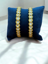 Gold-Toned Hexagonal Bangles with Sparkling Stones