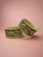 Antique Gold-Plated Bangles with Intricate Pearl and Stone Work