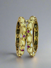 Antique Gold-Plated Bangles with Ruby Accents