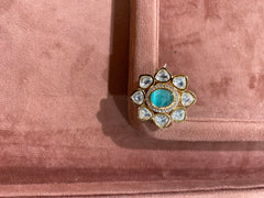 Floral Statement Ring with Green Cat’s Eye and Polki Diamonds
