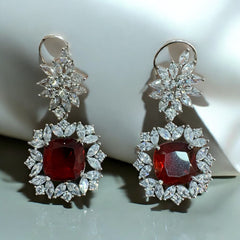 Elegant Stone and Diamond Cluster Earrings