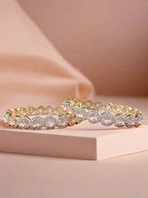 Elegant Rose Quartz and Diamond-Studded Bangles