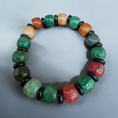Multicolored Crackle Beaded Bracelet – Handcrafted Elegance