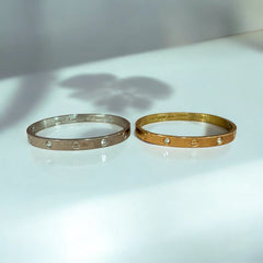 Elegant Gold-Tone Studded Bangle