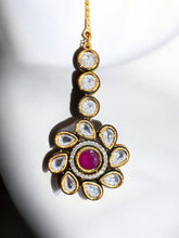 Classic Kundan Maang Tikka with Ruby Centerpiece