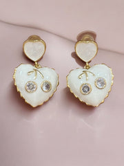 Charming White Enamel Heart Earrings – Trendy & Elegant