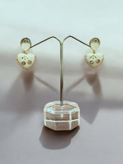 Charming White Enamel Heart Earrings – Trendy & Elegant