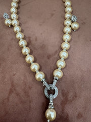 Elegant Pearl Necklace Set with Diamond Accents - Available in different colours