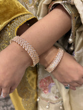 Exquisite Rose Gold-Plated Designer Bangles with Cubic Zirconia Stones