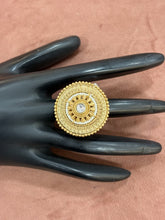 Intricately Designed Circular Gold-Plated Statement Ring