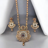 Traditional Gold Necklace Set with Intricate Design