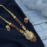 Temple Jewelry Set with Divine Motifs and Beaded Design