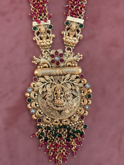 Temple Jewelry Set with Divine Motifs and Beaded Design