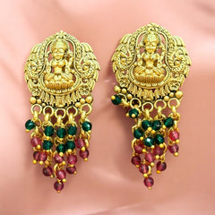 Temple Jewelry Set with Divine Motifs and Beaded Design