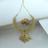 Exquisite Temple-Inspired Antique Gold-Plated Necklace Set
