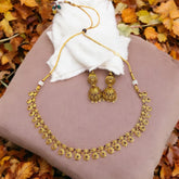 Delicate Floral Gold-Plated Necklace Set with Ruby Accents