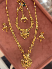 Traditional Gold-Plated Long Necklace and Choker Set