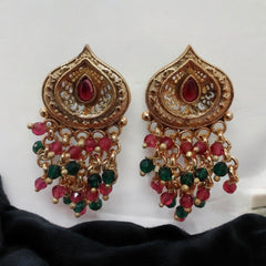 Royal Gold Plated Ruby and Emerald Beaded Necklace Set