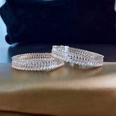 Elegant Silver-Toned Zircon Bangles – Set of Two