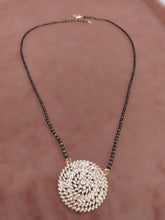 Elegant Gold & Diamond Mangalsutra with Spiral Pendant