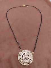 Elegant Gold & Diamond Mangalsutra with Spiral Pendant