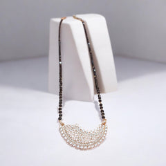 Exquisite Diamond-Studded Gold Mangalsutra with Crescent Pendant