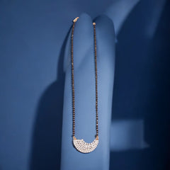 Exquisite Diamond-Studded Gold Mangalsutra with Crescent Pendant