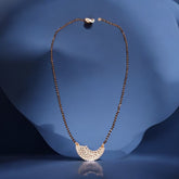 Exquisite Diamond-Studded Gold Mangalsutra with Crescent Pendant