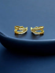 Golden Pearl-Studded Hoop Earrings