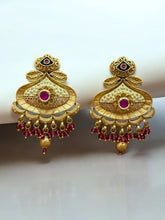 Exquisite Golden Kundan Earrings with Ruby Accents