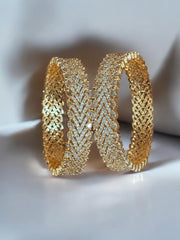 Exquisite Rose Gold-Plated Designer Bangles with Cubic Zirconia Stones