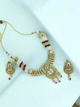 Traditional Gold-Plated Necklace Set with Kundan and Pearl Work