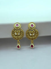 Traditional Gold-Plated Necklace Set with Kundan and Pearl Work