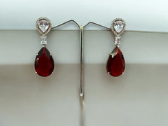 Elegant Ruby Red Teardrop Earrings