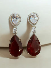 Elegant Ruby Red Teardrop Earrings