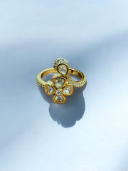 Exquisite Kundan Gold Ring - A Timeless Statement