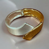 Elegant Two-Tone Cuff Bracelet - Gold & Silver Finish
