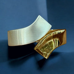 Elegant Two-Tone Cuff Bracelet - Gold & Silver Finish