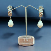 Elegant Two-Tone Pearl Drop Earrings – Timeless & Sophisticated