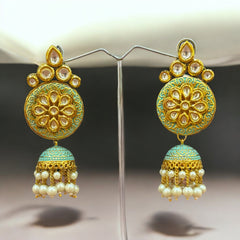 Ethnic Kundan & Pearl Jhumka Earrings
