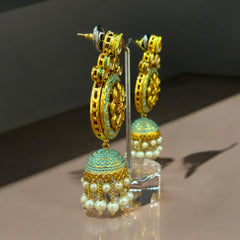 Ethnic Kundan & Pearl Jhumka Earrings