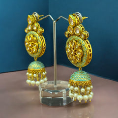 Ethnic Kundan & Pearl Jhumka Earrings